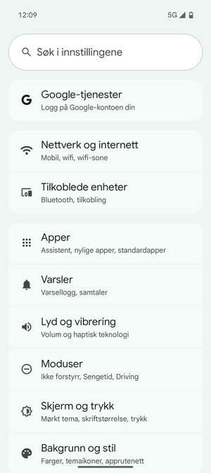 Velg Nettverk og internett