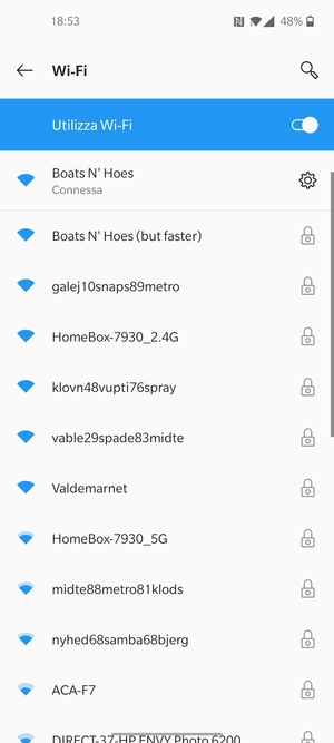 Ora sei connesso alla rete Wi-Fi