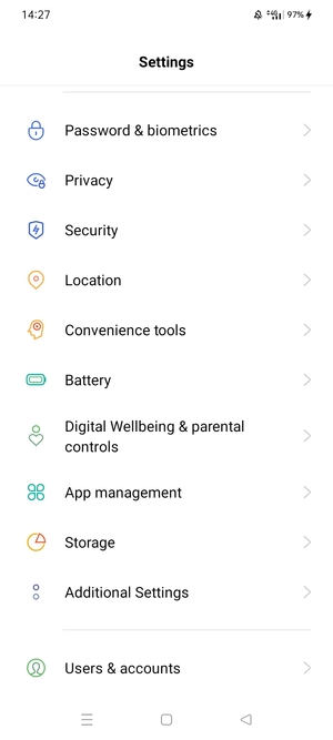 Scroll to and select Password & biometrics