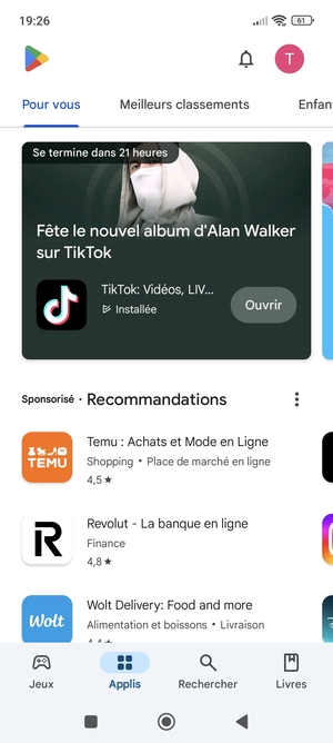 Sélectionnez Rechercher