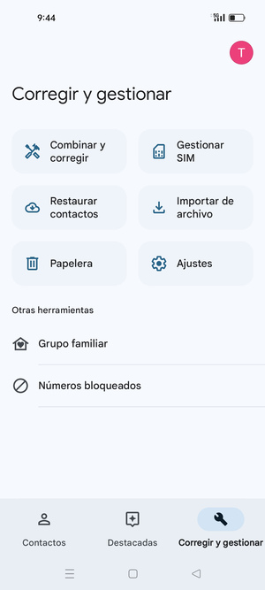 Seleccione Gestionar SIM