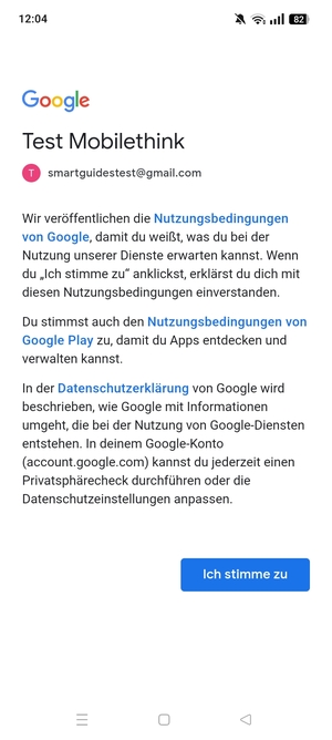 Wählen Sie Ich stimme zu