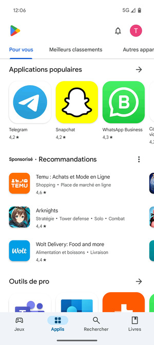 Sélectionnez Rechercher