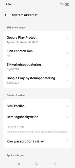 Velg  SIM-kortlås