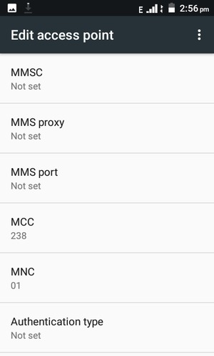 Scroll down and enter MMS information