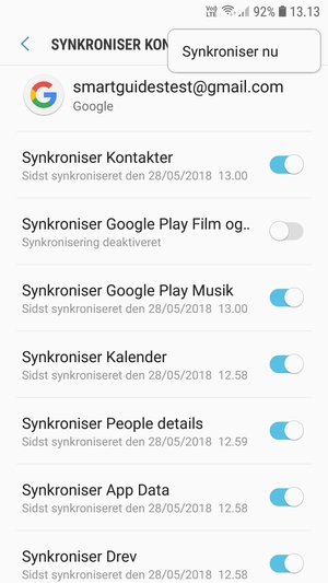 Vælg Synkroniser nu