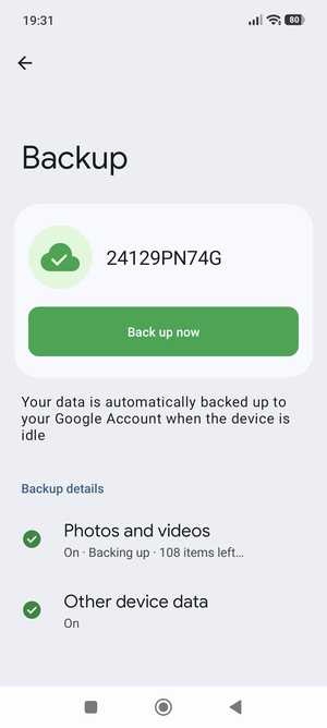 Select Back up now