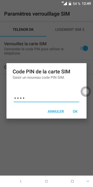 Saisissez votre Nouveau code PIN SIM et sélectionnez OK