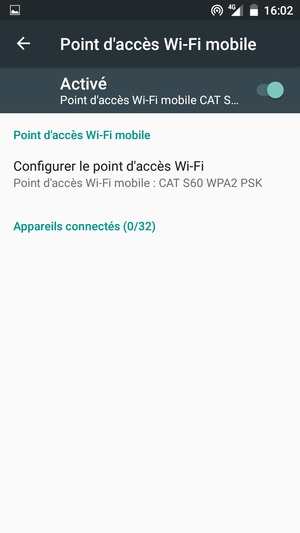 Votre téléphone est maintenant configuré pour être utilisé comme modem