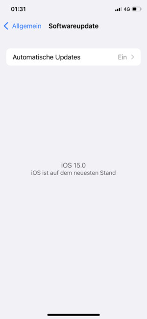 Falls Ihr iPhone aktualisiert ist, wird Ihnen der folgende Bildschirm angezeigt.
