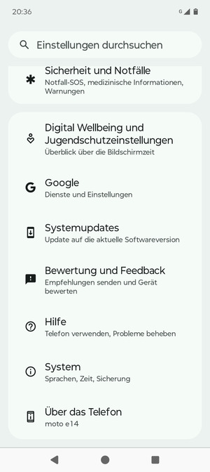 Scrollen Sie und wählen Sie Systemupdates