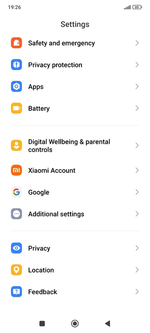 Scroll to and select Additional settings