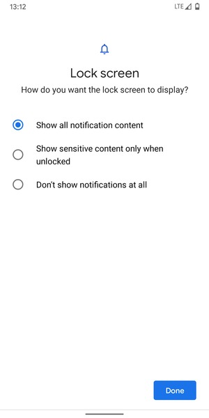 Select your preferred option and select Done