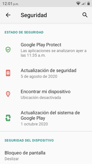 Seleccione Bloqueo de pantalla