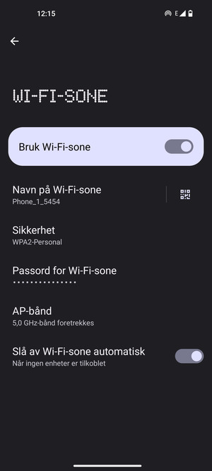 Telefonen din er konfigurert for bruk som et modem