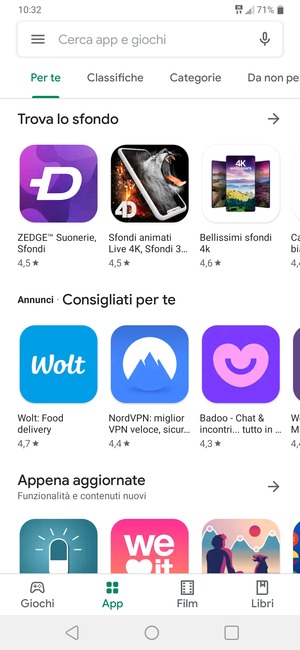 Seleziona la barra di ricerca