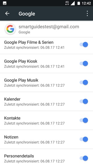 Stellen Sie sicher, dass Kontakte ausgewählt ist