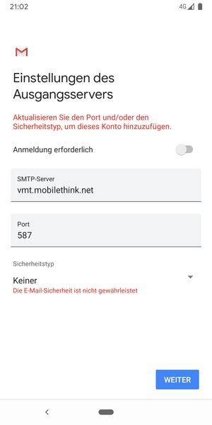 Wählen Sie WEITER