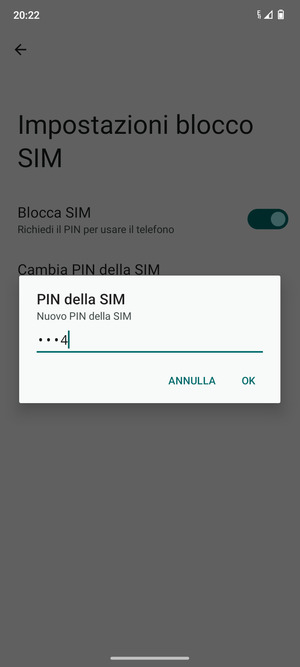 Inserisci Nuovo PIN della SIM e seleziona OK