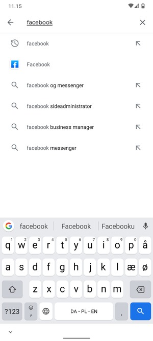 Indtast navnet på appen og vælg Søg
