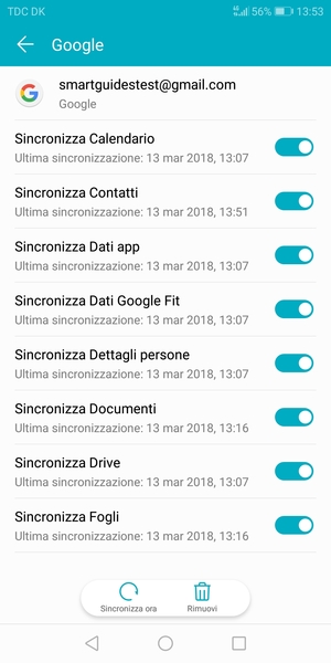 Seleziona Sincronizza ora
