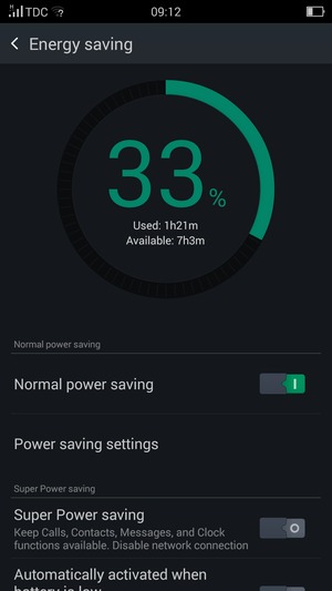 Select Power saving settings