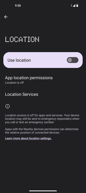 Turn off Use location