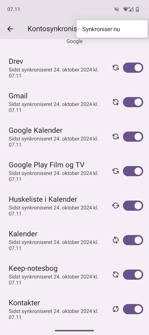 Vælg Synkroniser nu