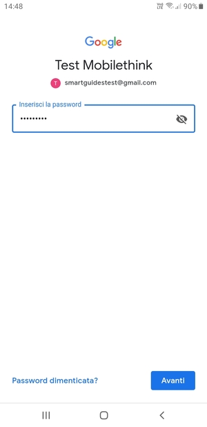 Inserisci la tua password di Gmail e seleziona Avanti