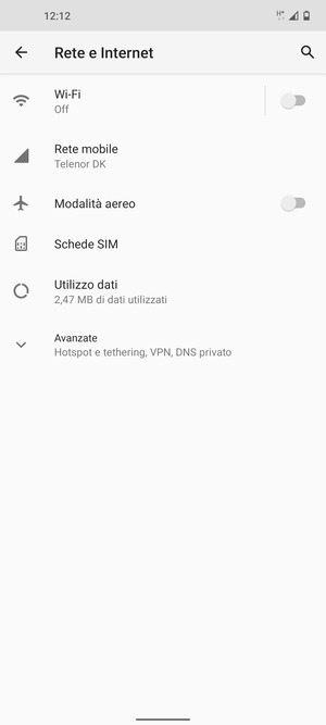 Seleziona Rete mobile
