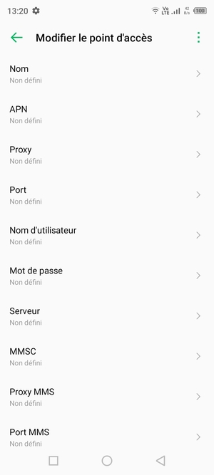 Saisissez les informations Internet
