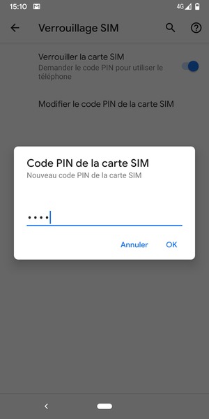 Saisissez votre Nouveau code PIN de la carte SIM et sélectionnez OK