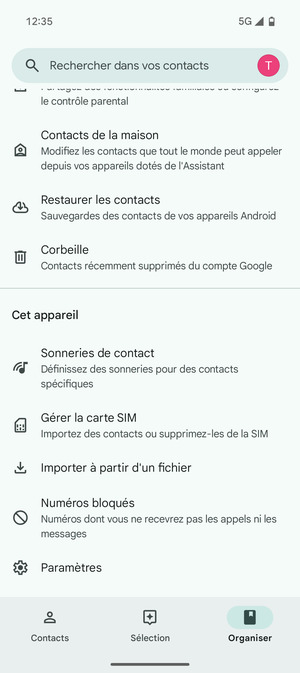 Faites défiler et sélectionnez Gérer la carte SIM