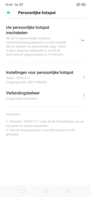 Schakel Uw persoonlijke hotspot inschakelen in
