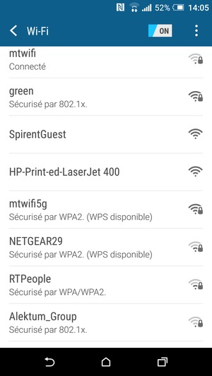 Vous êtes maintenant connecté au réseau Wi-Fi