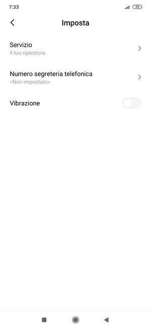 Seleziona Numero segreteria telefonica