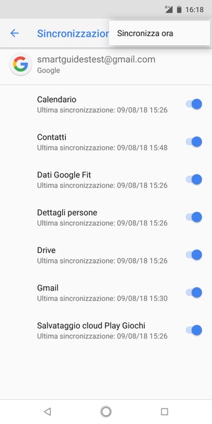 Seleziona Sincronizza ora