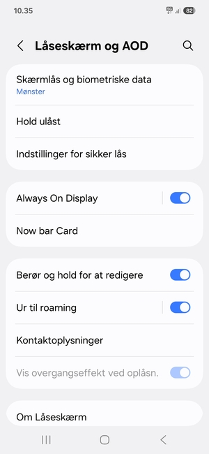 Din telefon er nu sikret med en skærmlås