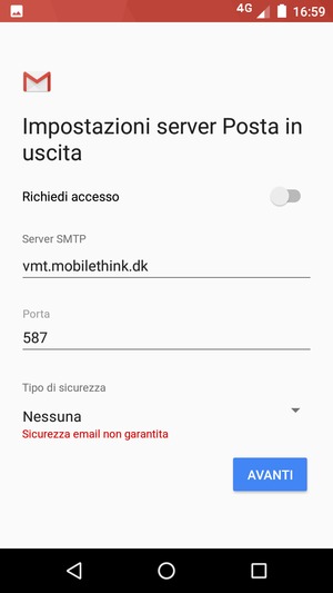 Seleziona AVANTI