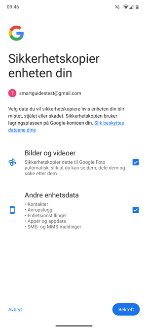 VVelg ønsket alternativ og velg Bekreft