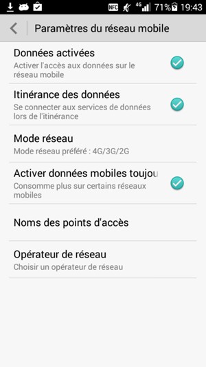 Sélectionnez Mode réseau