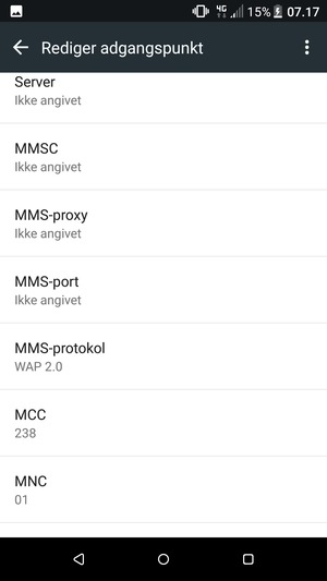 Scroll ned og indtast MMS-oplysninger