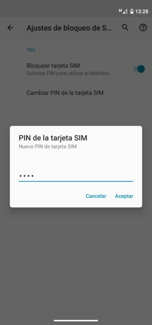 Introduzca su Nuevo PIN de la tarjeta SIM y seleccione Aceptar