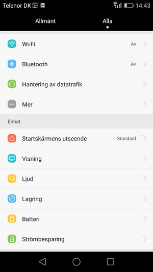 Scrolla till och välj Strömbesparing
