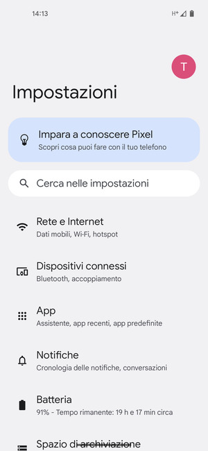 Seleziona Rete e Internet