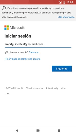 Introduzca su Dirección de correo electrónico y seleccione Siguiente