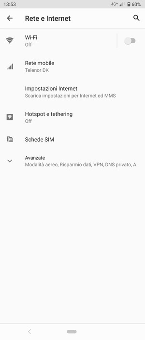 Seleziona Rete mobile