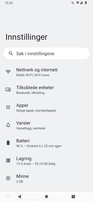 Velg Nettverk og internett