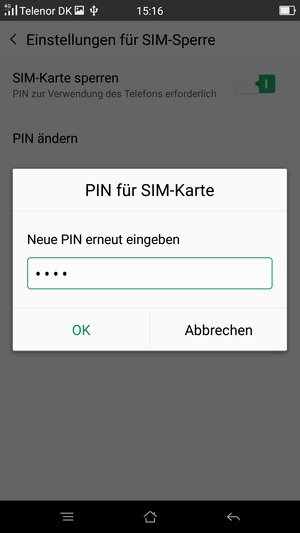 Bestätigen Sie Ihre neue PIN für SIM-Karte und wählen Sie OK
