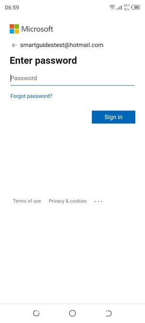 Enter your password and select Sign in